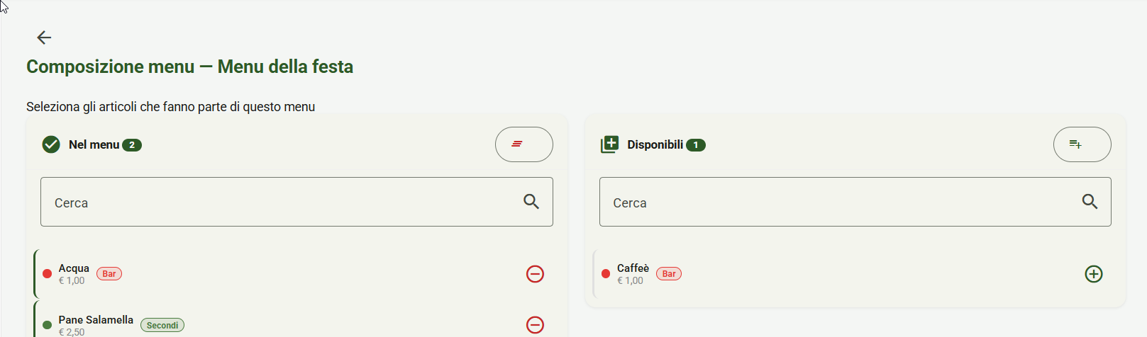 Composizione Menu